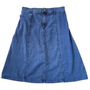 Vintage Bend Over 14P Blue Jean A Line Denim Skirt Retro Western Rodeo